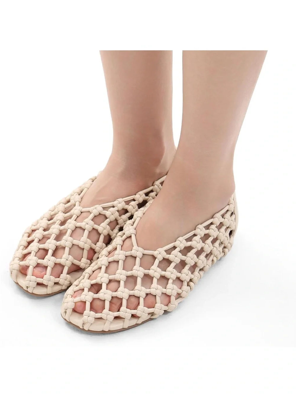 Mesh Ballet Flats for Women Faux Leather Mary Jane Shoes with Round Toe and Flat
